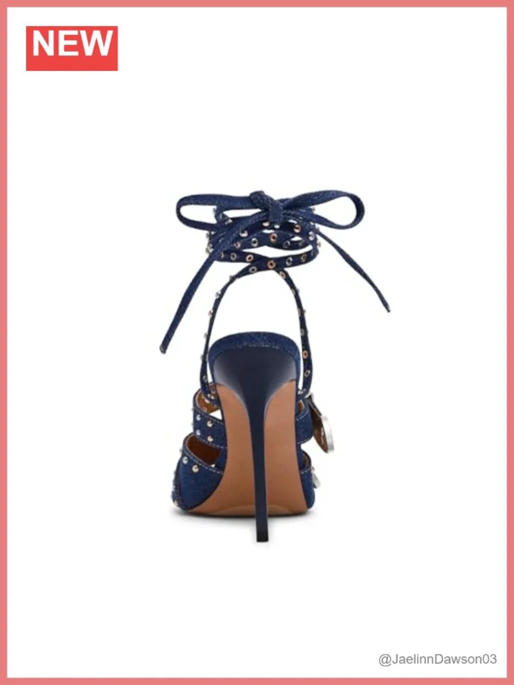 Studded Heeled Sandals with Ankle-Wrap Tie Closure Stiletto